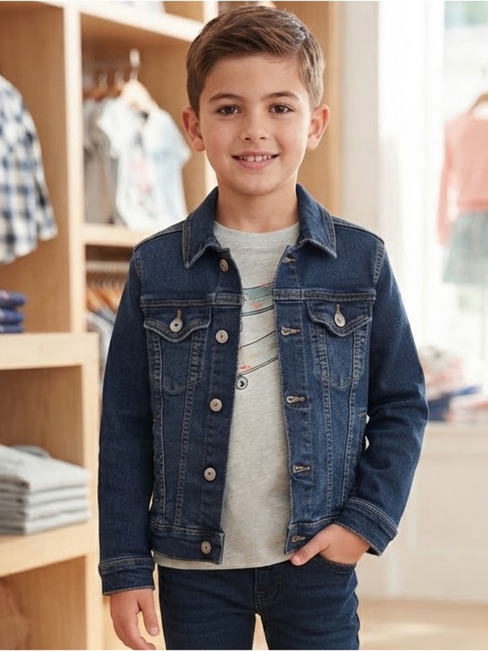 The Children's Place Blue Denim Button-Front Jacket